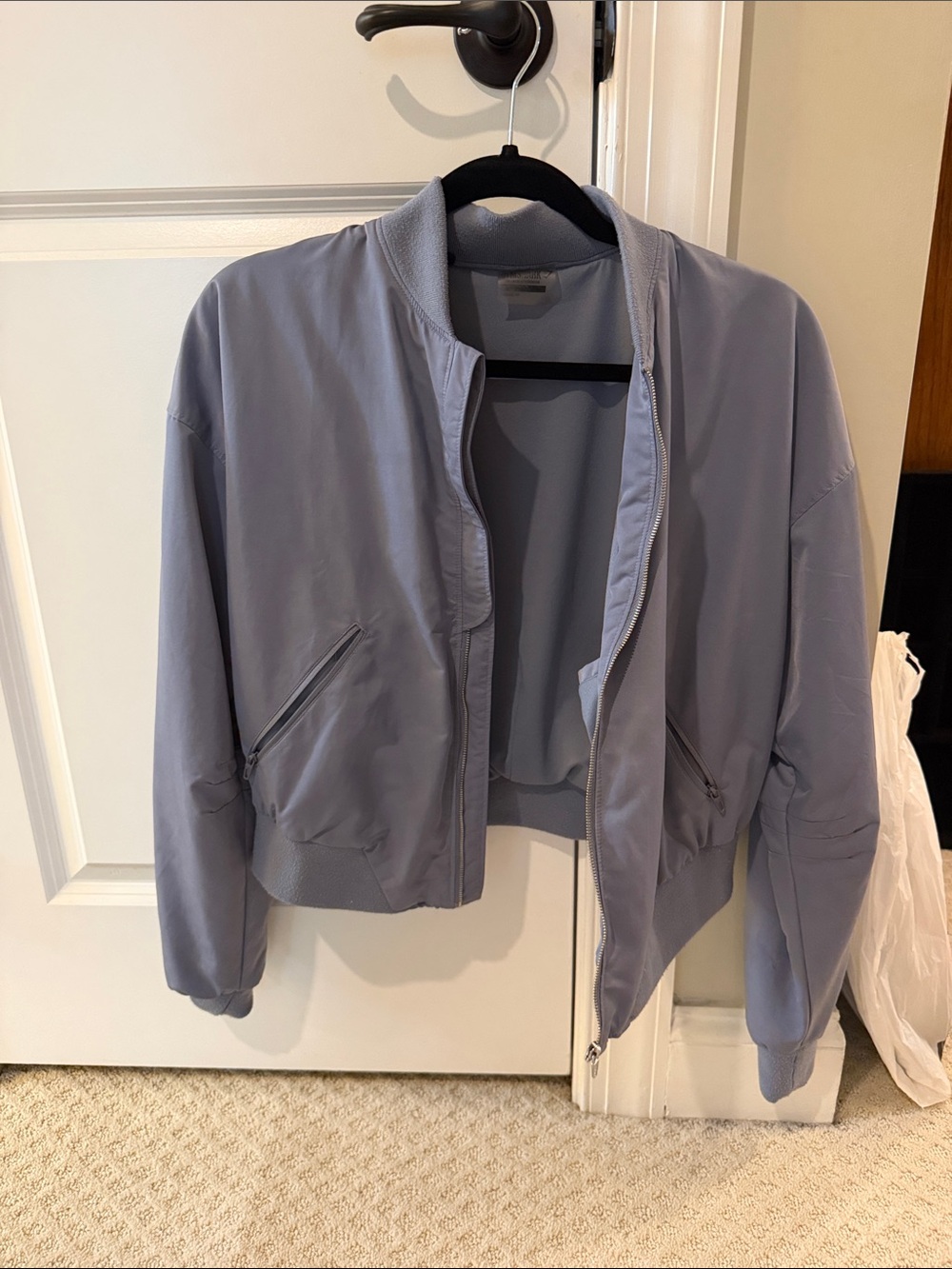 Light Lavender Bomber Jacket - Women's Zip Front Coat